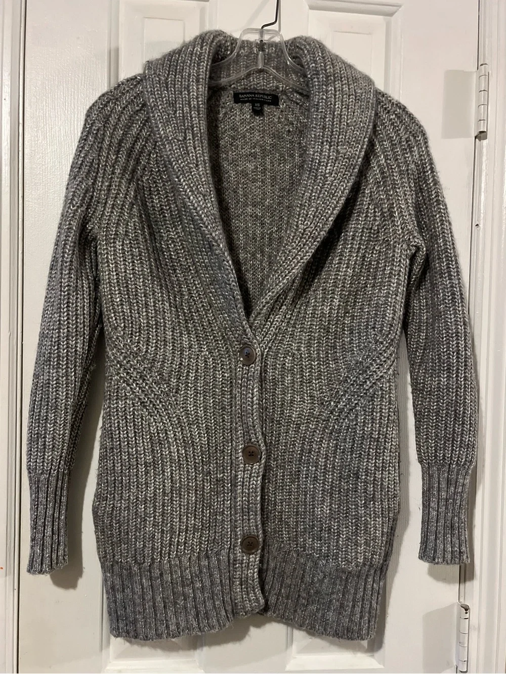 Banana Republic The Grandfather Shawl Collar Cardigan Ribbed Italian Wool UNISEX